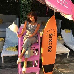 Blue shiny satin jumpsuit